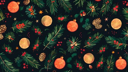 christmas background with christmas tree seamless