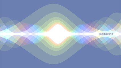 Abstract background with transparent overlapping waves with horizontal mirror reflection effect. Dynamic vector illustration for brochure, poster, presentation, flyer, cover or banner.