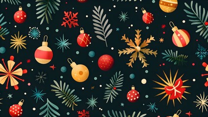 christmas background with christmas tree seamless