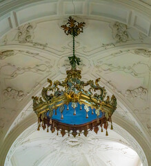 Closeup of the hanging baldachin over the altar of Koper cathedral, Tito Square, Koper, Slovenia © Luis