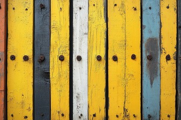 A close-up shot of a vibrant and decorative wooden fence