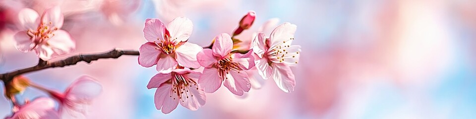 Fototapeta premium Cherry blossom branch. Spring. Background, wallpaper, banner, poster