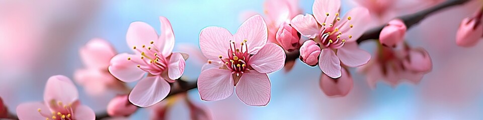 Fototapeta premium Cherry blossom branch. Spring. Background, wallpaper, banner, poster