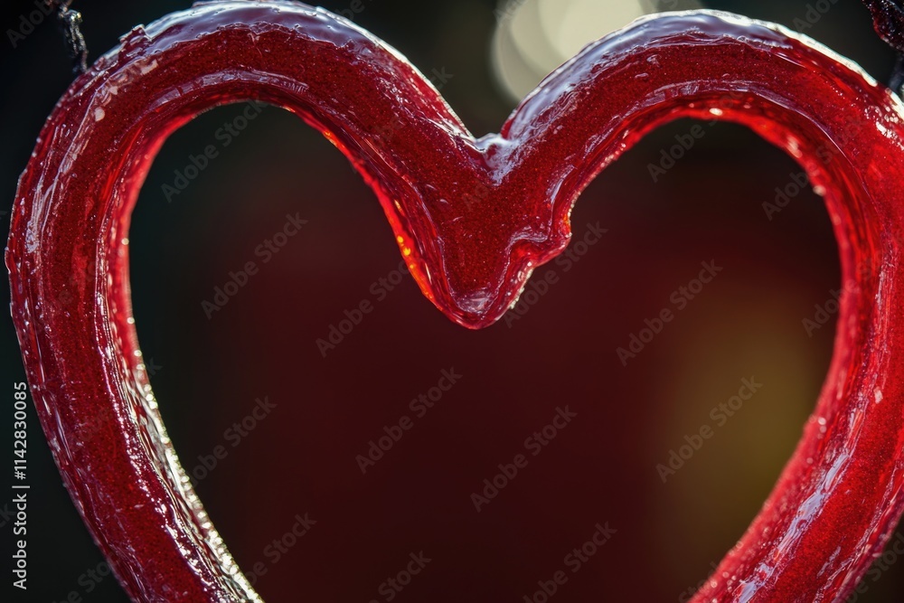 Poster a close-up shot of a red heart-shaped object with a smooth surface