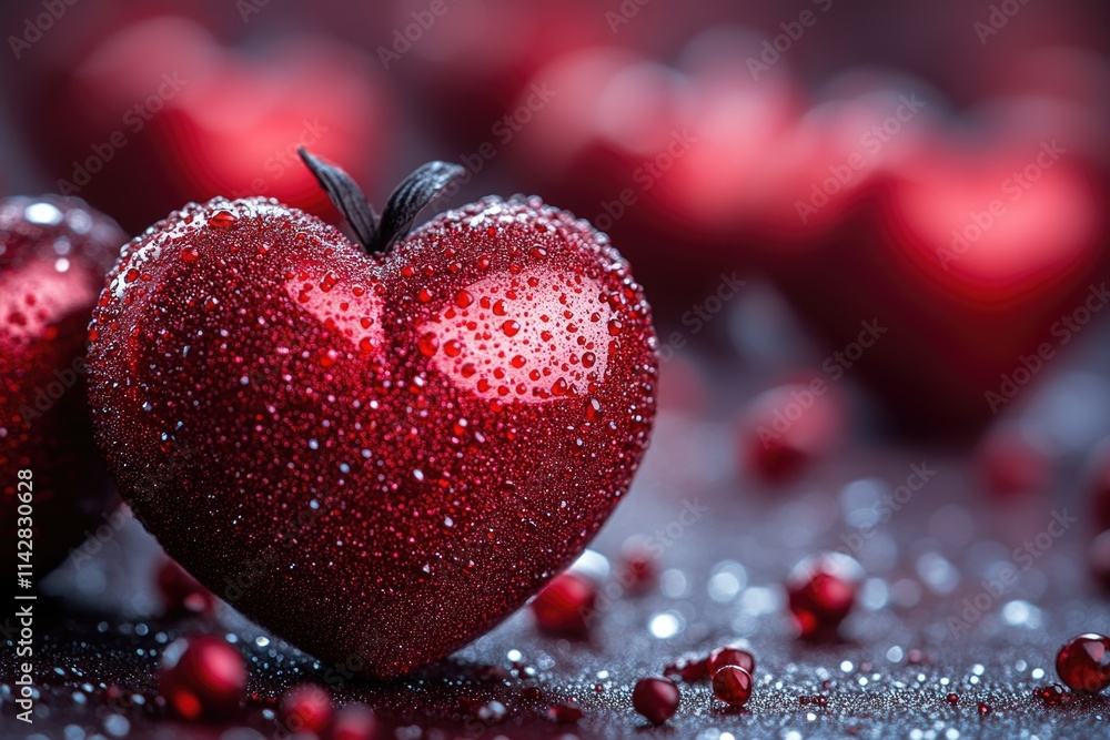 Poster A close-up shot of a single red apple surrounded by multiple red apples, perfect for use in still life compositions or as a symbol