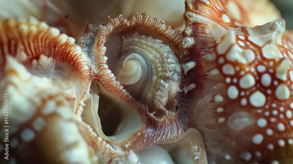Poster Close-up of a sea shell with a spiral pattern