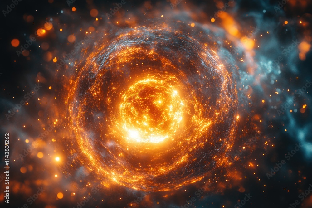 Poster A spiral shaped object floating in the center of a galaxy, providing a unique perspective on celestial exploration