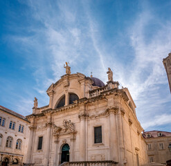 The facade of the Cathedral of the Assumption of the Virgin Mary (Katedrala Marijinqa Usnesenja), Old town of Dubrivnik, Croatia