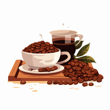 coffee beans in cup and glass clip art preview