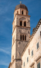 The bell tower of the Franciscan Monastery church, Stradun (Placa), Dubrovnik, Dalmatian Coast, Croatia