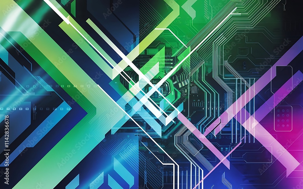 Poster abstract background with colorful geometric elements technology design