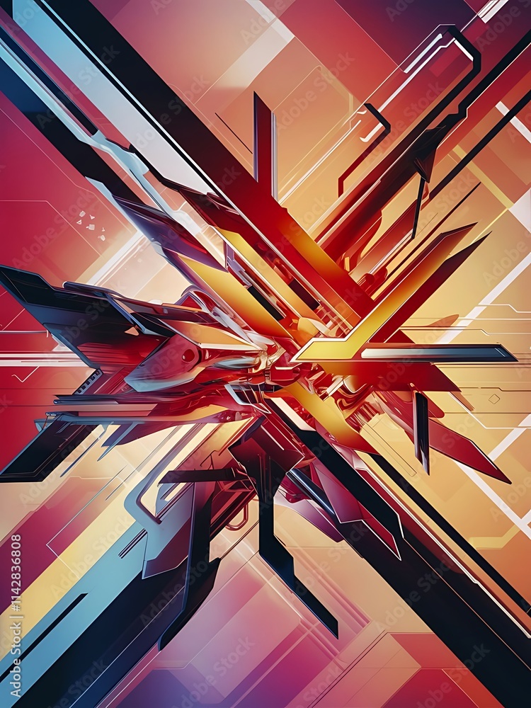 Poster abstract background with colorful geometric elements technology design