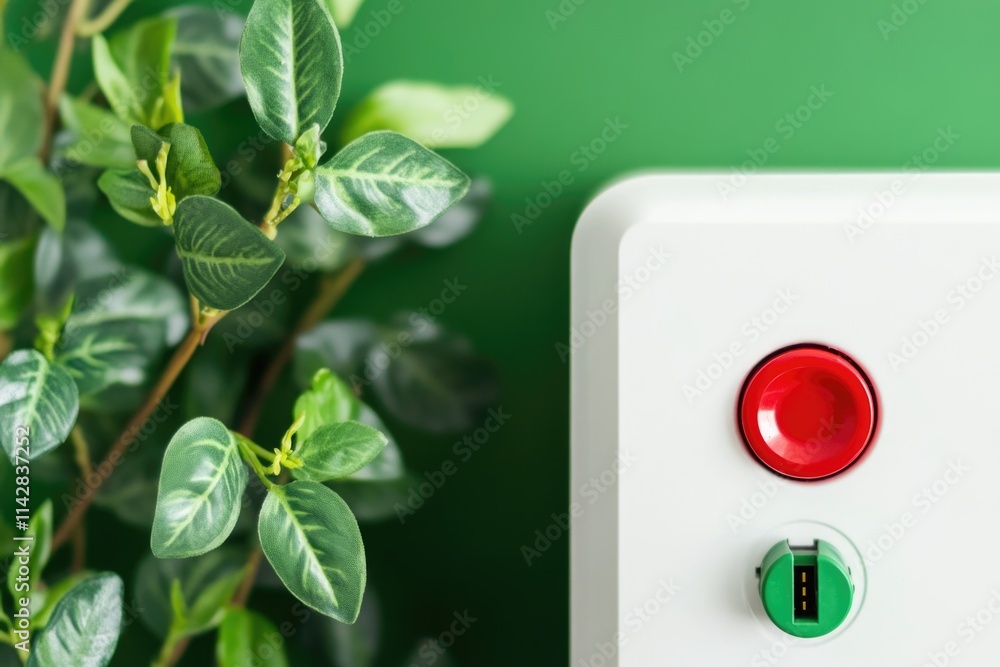 Aufkleber a high-angle view of two buttons with different colors, suitable for use in design projects or as a 