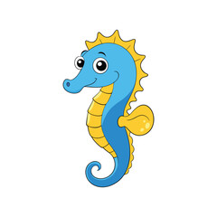 Fototapeta premium A Cute Cartoon Seahorse