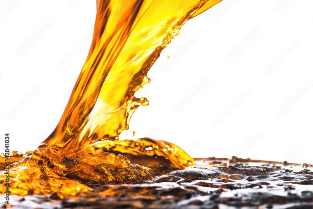 Poster close-up view of liquid flowing from a bottle, suitable for use in scientific or educational context