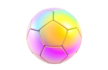 Naklejka premium Colorful soccer ball isolated on white background. Modern design. Vibrant hues. Playful, eye-catching. Suitable for graphic design, sports projects. Ideal for team youth sports. Equipment for