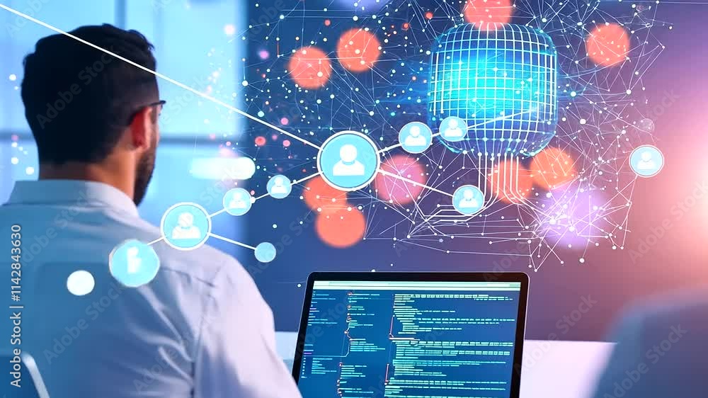 Poster team of developers collaborating on cybersecurity solutions