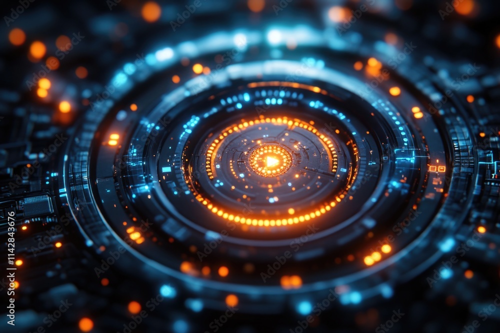 Poster a futuristic-looking abstract image of a glowing circle