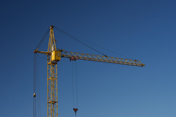 The crane is called. Construction process. Quick construction service.