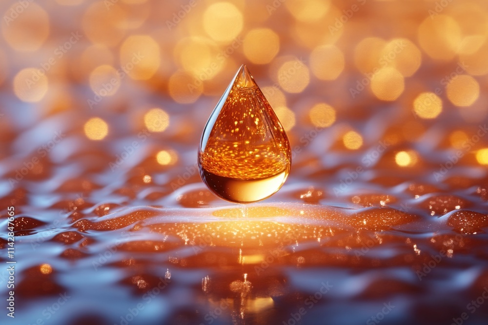 Poster a single drop of water sits on the edge of a table, waiting to fall