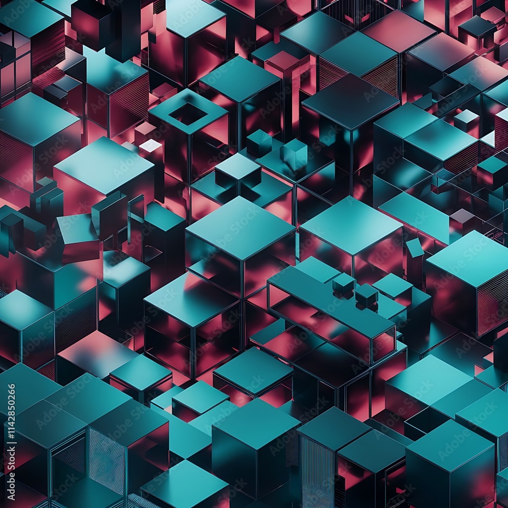 Poster abstract background 3d cubes cubic elements and blocks techno or business concept for wallpaper bann