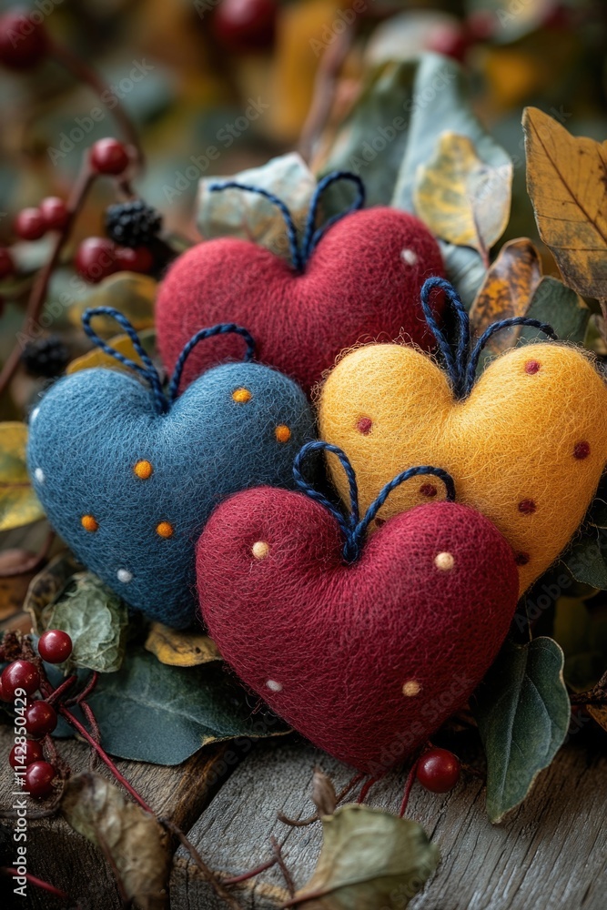 Aufkleber A close-up of multiple hearts on a tree stump, great for representing love and relationships in various contexts