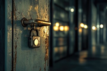 A close-up shot of a lock on a building's door