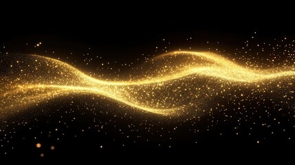 golden magical light effects swirling in an abstract, enchanting composition, set against a dark backdrop, creating a mystical and captivating visual experience