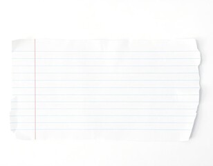 Blank torn lined paper sheet ideal for notes reminders education purposes. Paper sheet white with horizontal lines. Blank paper good for planning making lists. Image suitable for various uses. Torn