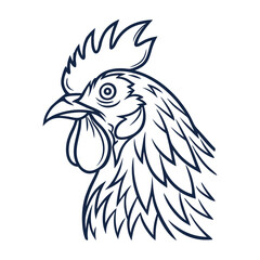Fototapeta premium Rooster Head Line Art