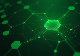 Obraz premium futuristic green hexagon pattern dominates abstract digital technology