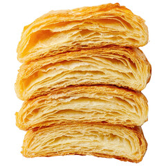 Freshly Baked Croissants Stacked with Flaky Layers and Golden Brown Texture