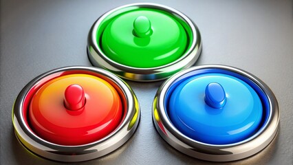 Power Button Colors: Red, Green, Blue, Yellow - On Off Switch Images Stock Photos