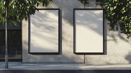 Mockup Of Two Vertical Customizable Posters On Street
