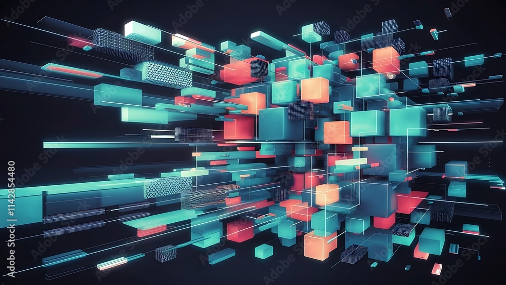 Poster abstract background 3d cubes cubic elements and blocks techno or business concept for wallpaper bann