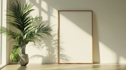 Modern Minimalism: Blank Frame and Indoor Palm