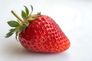 Fresh Ripe Strawberry on White Background, Healthy Food Close-up

