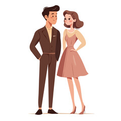 Elegant Couple in Classic Style – Timeless Fashion Illustration
