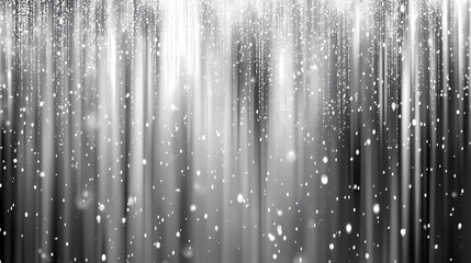 Luxurious silver curtain backdrop with glittering rain-like effects, perfect for new year or christmas celebrations, with ample copy space for festive messages or designs. Resplendent. Illustration
