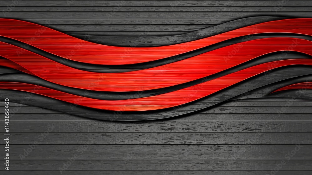 Poster a dynamic abstract background featuring flowing red and black waves on a textured surface, perfect f