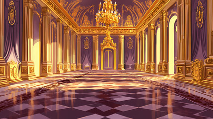 Obraz premium Realm of royalty, extravagance: explore interior of resplendent gold palace. Resplendent. Illustration