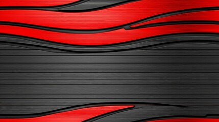 A sleek design featuring black and red wavy patterns on a brushed metal background, ideal for stylish templates.