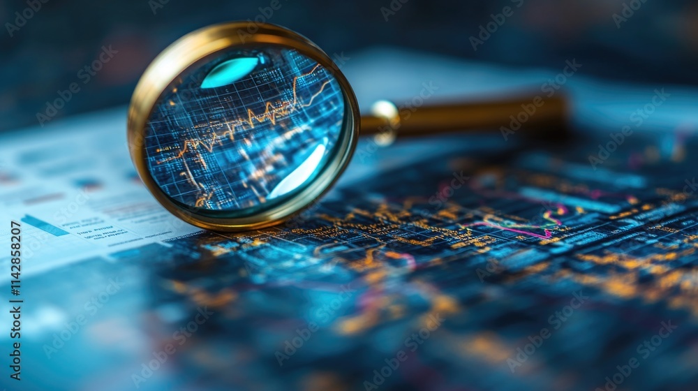 Poster a magnifying glass sits on top of a piece of paper, ready for use