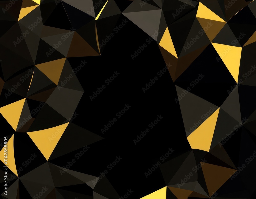 Aufkleber abstract 3d graphic design background with golden triangle shapes on black background. modern luxuri