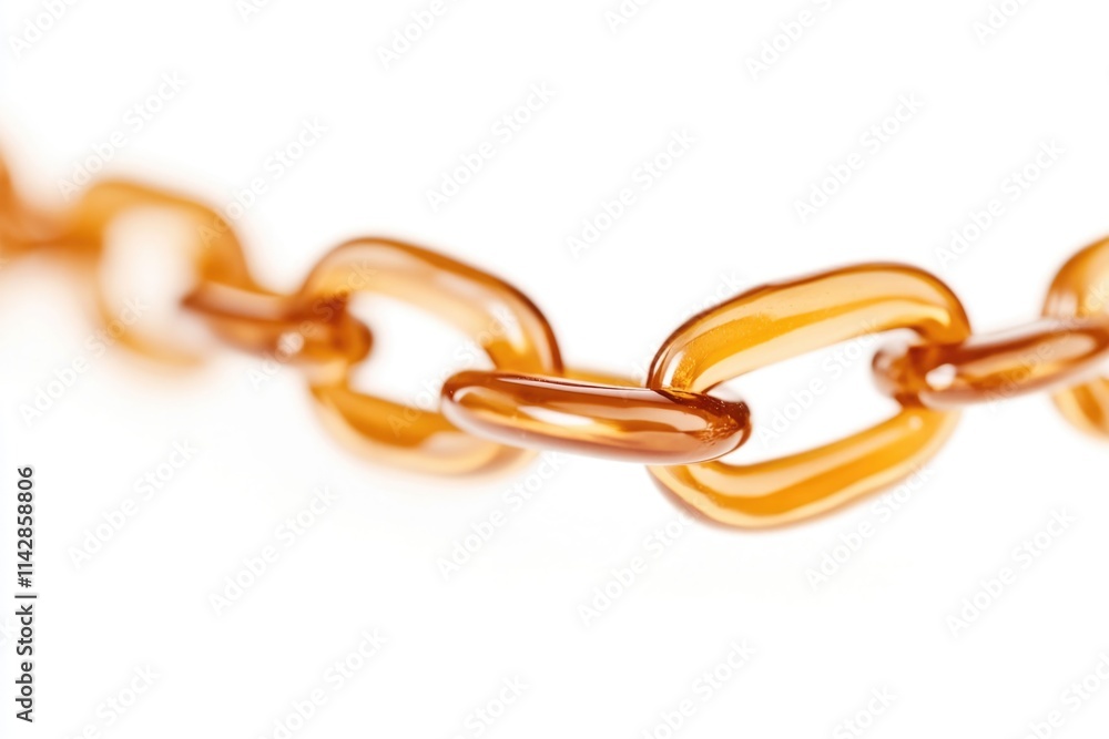 Poster a close-up shot of a chain link, suitable for use in jewelry or metalwork-related contexts