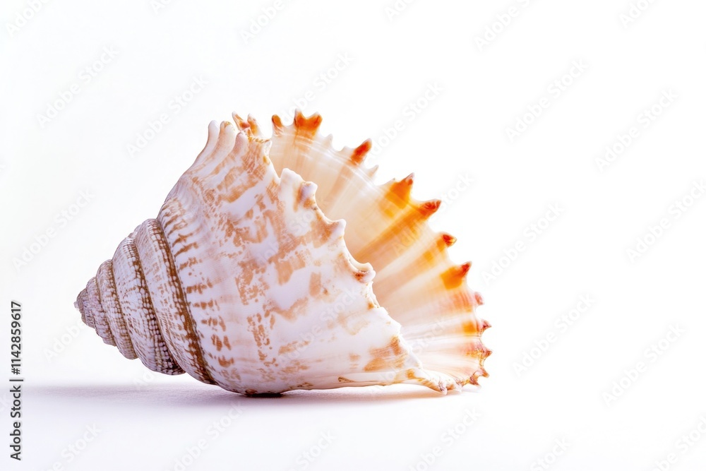 Poster a close-up view of a shell on a white surface