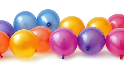 colorful balloons isolated on a white background, capturing the essence of celebration and joy. the arrangement creates a playful and lighthearted atmosphere, ideal for festive occasions