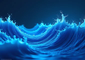 Wall murals blue abstract waves feature futuristic fractal pattern dynamic
