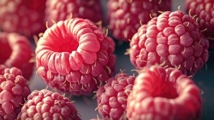 Fresh raspberries in a compact cluster