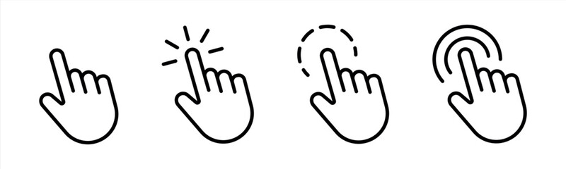 hand click icon set. contain cursor, pointer, touch screen finger icon symbol sign. vector illustration